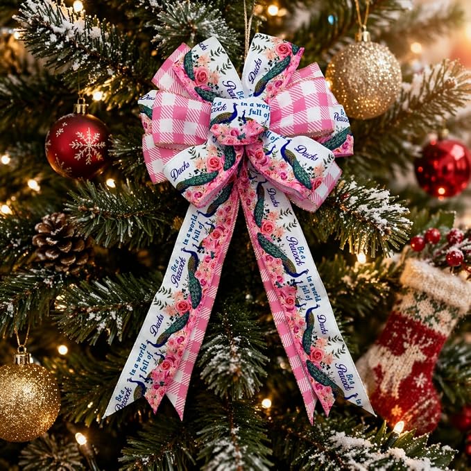 2.5 Inch Christmas Wired Ribbon, 2 Rolls, Be a Peacock in a World Full of Ducks - Image 7