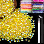 2500pcs 5mm Resin Rhinestones Bulk, Transparent Lemon Yellow AB Flatback Round by BELLEBOOST