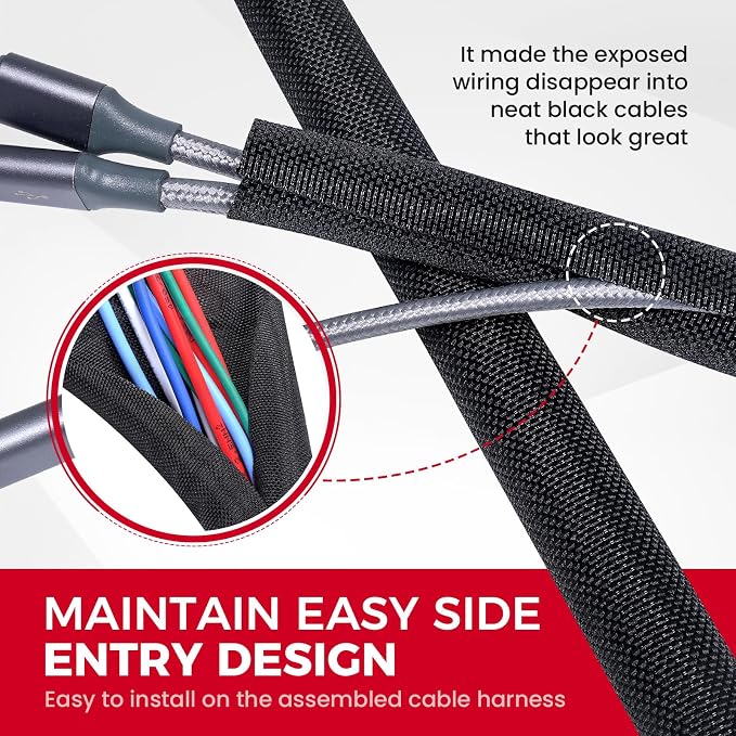 Automotive Wire Sheathing Split Wire Loom Braided Mesh Woven Cable Sleeve - Image 2