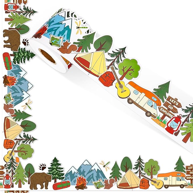 FYSUIMU 65.6 Ft Camping Hiking Bulletin Board Border Back to School Tent Fire by FYSUIMU