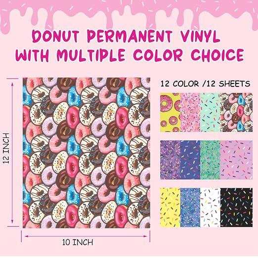 Tintnut Donut Permanent Vinyl 12x10in 12 Sheets Permanent Adhesive Vinyl | - Image 2