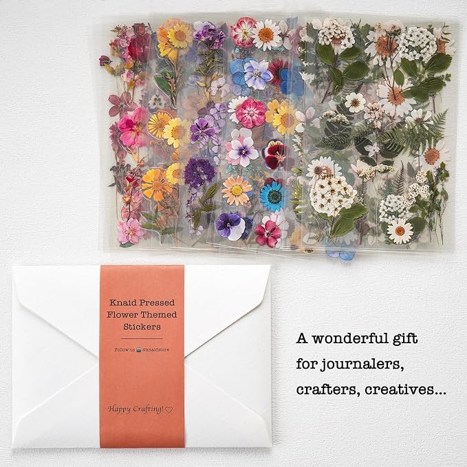 Knaid Pressed Flower Themed Stickers Dried Floral Resin Stickers Decals - Image 5