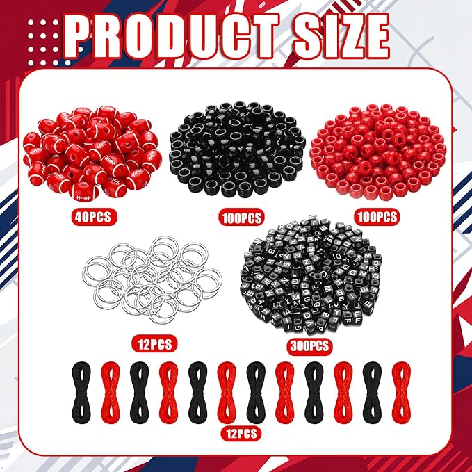 Landical 564 Pcs Football Keychain Making Kit DIY Football Bead Key Chain Craft - Image 2