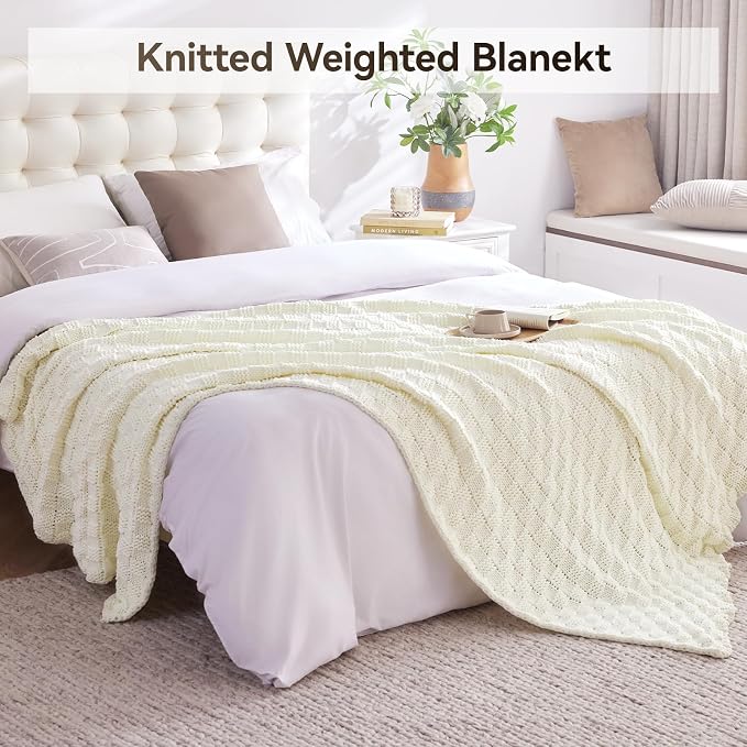 Knitted Weighted Blanket for Adult, No Beads Heavy Blanket 60” x 80'' 15lbs - Image 6