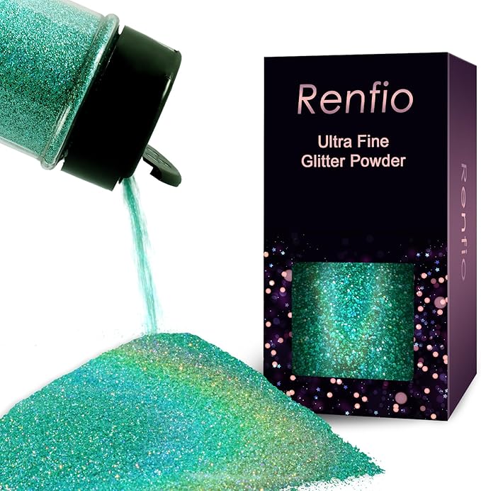Renfio Holographic Ultra Fine Glitter Powder Metallic Resin Glitter 2.11 Oz PET by Renfio