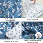 LEMIROE Blue Floral Cotton Comforter King Size - Image 5
