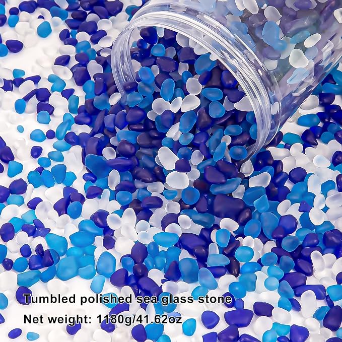 QEQEKAKA Sea Glass Stones for Crafts About 2.75LB (1180g/41.62oz Glass Pebbles - Image 4