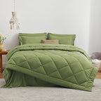 Love's cabin Queen Comforter Set Olive Green, 7 Pieces Queen Bed in a Bag - Image 3