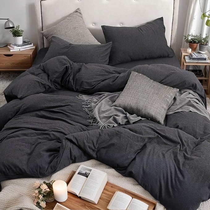 PURE ERA Jersey Knit Duvet Cover Set 100% T-Shirt Cotton Super Soft Comfy 2pc - Image 8