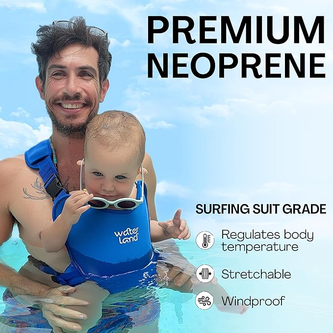 WaterLand Baby Carrier - Innovative Carrier You Can Use Both in Water & Land - Waterproof Infant Chest Holder with Adjustable Straps, Lightweight Toddler Harness for Pool & Beach (Black)