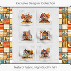 Cozy Autumn Patchwork House Fabric Panel – Six 10×10 inch Designs + Bonus - Image 5
