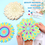 Vercraft 22 Pcs Wooden Mandala Painting Set 10 Mandala Unfinished Wood Cutouts - Image 3