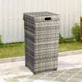 VINGLI Wicker Patio Trash Can, 27 Gallon Rattan Trash Can with Removable Lid, Outdoor Wicker Waste Basket, Wast Container (Grey)