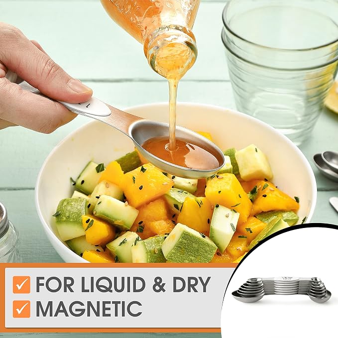 Spring Chef White Stainless Steel Magnetic Measuring Spoons Set of 8 - Image 7