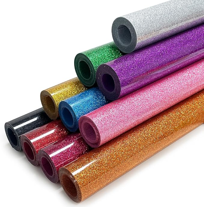 Glitter Heat Transfer Vinyl-10 Rolls 12" x5ft Multi-Color Washable HTV Vinyl by Unknown