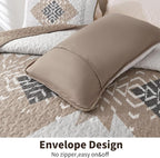 Dintszyayue Brown Boho Quilt Set Queen, 3 Pieces Aztec Texture Quilt - Image 6