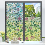 Retro Flowers Window Privacy Film, Magnolia Stained Glass Decorative Window Film by Unknown