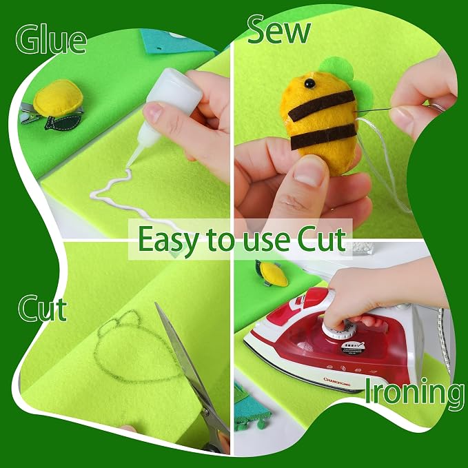 HaoFeiJH 6 Rolls 8"x20" Soft Green Felt Fabric Sheets, 1.6mm Thick, and Projects - Image 5