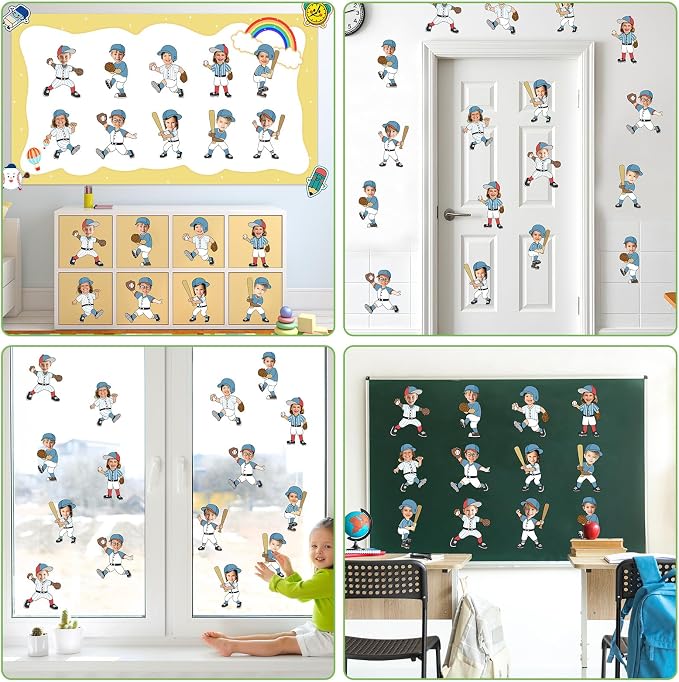 OBUSATT 60 Pcs Baseball Player Theme Cutouts Baseball Bulletin Board Decoration - Image 7