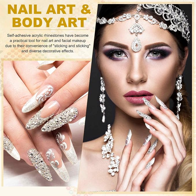 HARFINGTON 5 Sheet/800pcs Rhinestone Adhesive Stickers Self Adhesive Acrylic - Image 5
