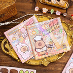 Girl's Japanese Kawaii Food Platter Scene Sticker Book, 18 Sheets DIY Lunchbox - Image 2