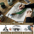 GETHPEN Drawing Sketching Pencil Set, Graphite 12B-4H Charcoal Pencils - Image 4