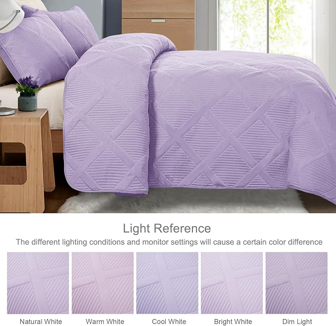 Exclusivo Mezcla Oversized King Quilt Set- Lilac Cal King Quilts Bedding Set - Image 3