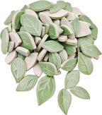 500g/1.1lb Leaf-Shaped Ceramic Mosaic Tiles, Ceramic Mosaic Pieces by Unknown