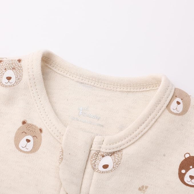 O2 BABY Baby Boys Girls Organic Cotton Zip-Front Sleeper Pajamas, Footed Sleep 'n Play