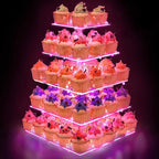 YestBuy Cupcake Stand with Pink Lights – 5 Tier Premium Cupcake Holder – by YestBuy