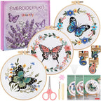 3 Sets Butterfly Flower Embroidery Kit by Uniartfy