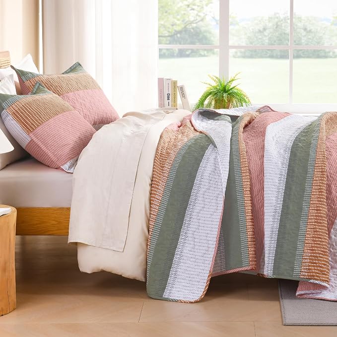 Litanika King Size Quilt Set Pink, Soft Lightweight Polyester Comforter Bedding - Image 2