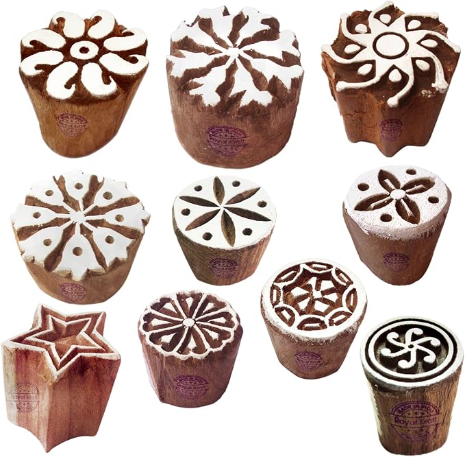 Paper Print Stamps Intricate Small Round Pattern Wood Blocks by RoyalKraft