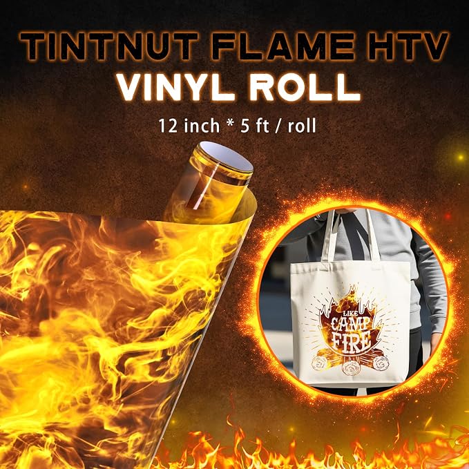Tintnut Orange Flame Heat Transfer Vinyl Roll, stretch washable, works well - Image 2