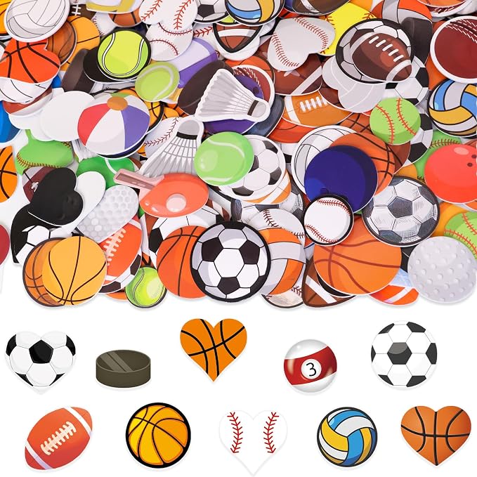 300Pcs Sports Foam Stickers Assorted Sport Ball Basketball Football Baseball by ceibatree