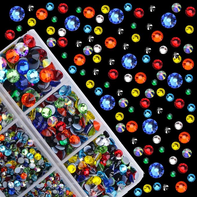 4000Pcs Mixed Size Hot Fix Round Crystals Gems Glass Stones Hotfix Flat Back - Image 2
