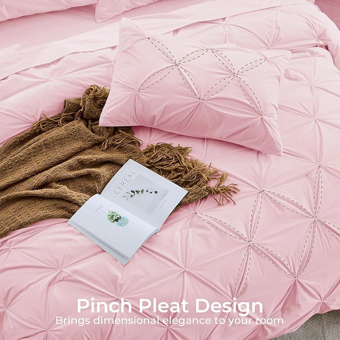 Sasttie California King Comforter Set, 7-Piece Bed in a Bag, Pintuck Bedding - Image 4
