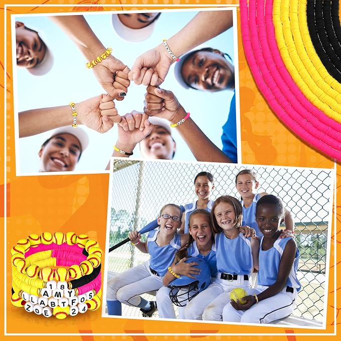 Ferreve 4200 Pcs Softball 12 Strands Clay Beads Bracelet Making Kit, 100 Letter - Image 6