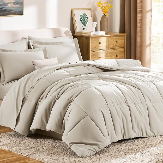 CozyLux Full Size Comforter Sets Beige - Image 9
