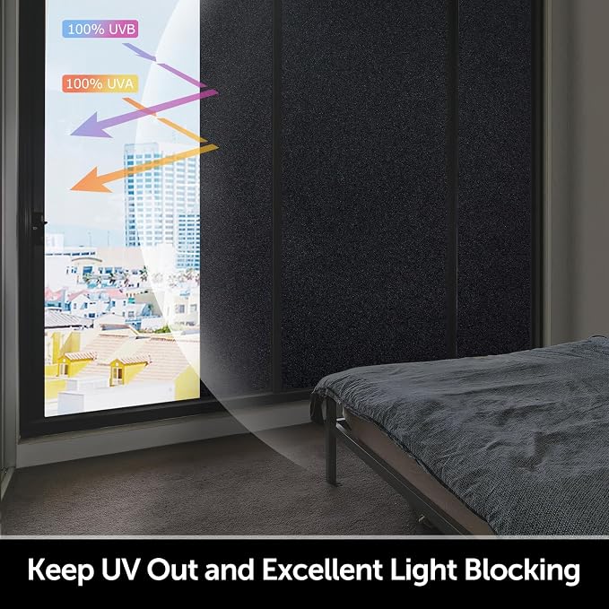 HIDBEA Blackout Window Film, 100% Light Blocking Room Darkening Window Privacy - Image 2