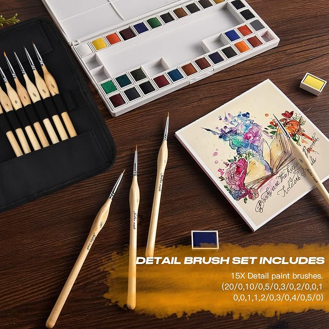 Golden Maple Miniature Paint Brushes, Fine Detailing - Image 2