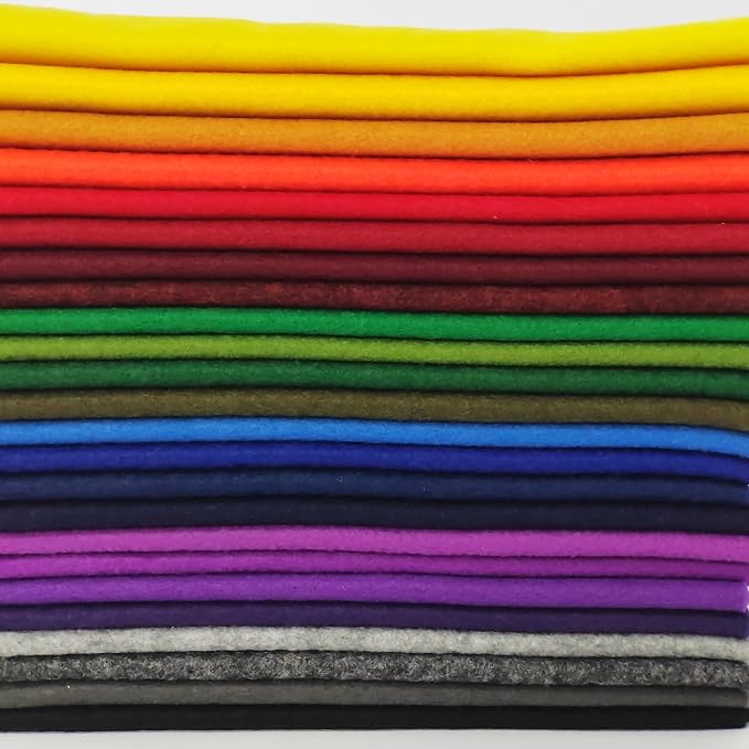 24 Rolls 8"x18" 1.4mm Thick Soft Felt Fabric Sheet 24 Assorted Deep Solid - Image 2