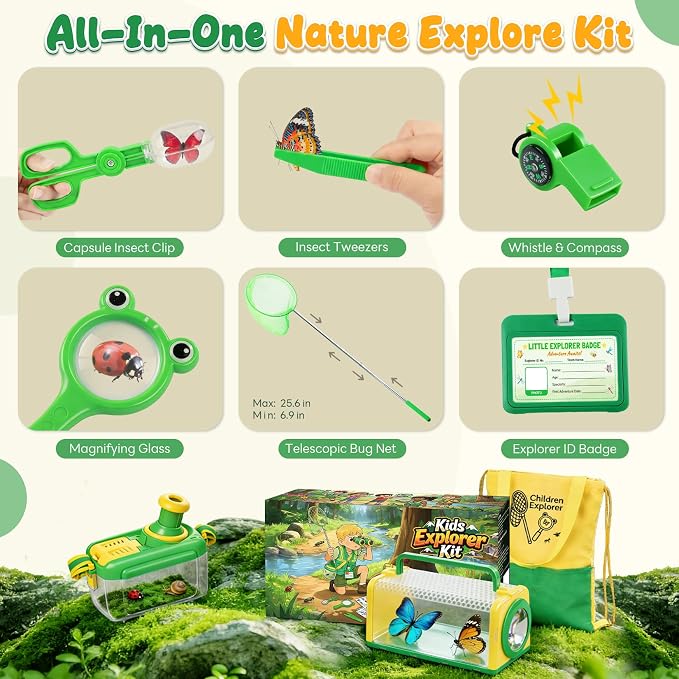 Bug Catcher for Kids, Magnifying Glass Butterfly Net Kids Binoculars, Outdoor - Image 6