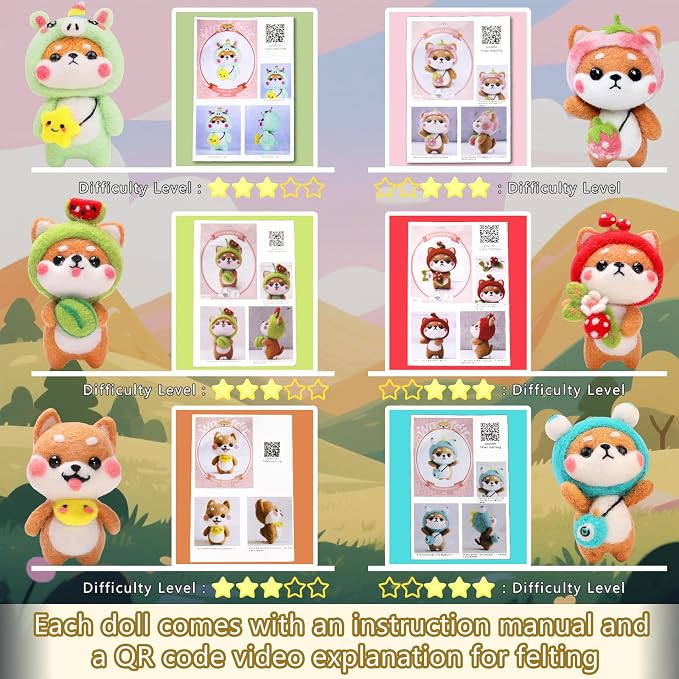 KIDS KING Needle Felting Kit for Beginners & Adults – 6 Piece of Shiba Inu - Image 4