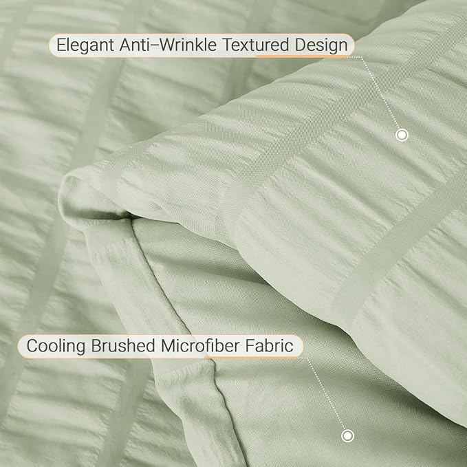MUXHOMO 7 Pieces California King Comforter Set, Seersucker Bed in a Bag Cal - Image 5
