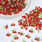 30 Pcs Red Cherry Charms Mini Cute Glass Fruit Beads Charm Acrylic Beaded Charms - Image 3