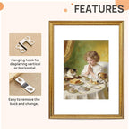 upsimples Vintage 12x16 Frame, Antique Gold Frame Displays 8.5 by 11 - Image 5