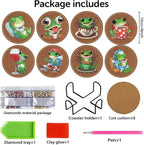 Clendo 8 PCS Coffee Frog Diamond Art Coaster Kits - Image 2