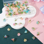 FASHEWELRY 72Pcs Mixed Color Glass Flower Charms 13mm Colorful Blossoming - Image 7