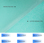 HTVVETUR Glitter Cyan Heat Transfer Vinyl, Glow in The Dark HTV Vinyl Roll 12" - Image 4